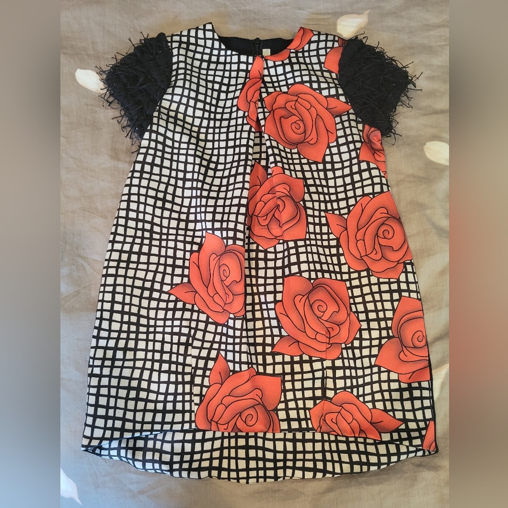 Loredana floral dress. magnificent!!! size 5 Red Flowers.